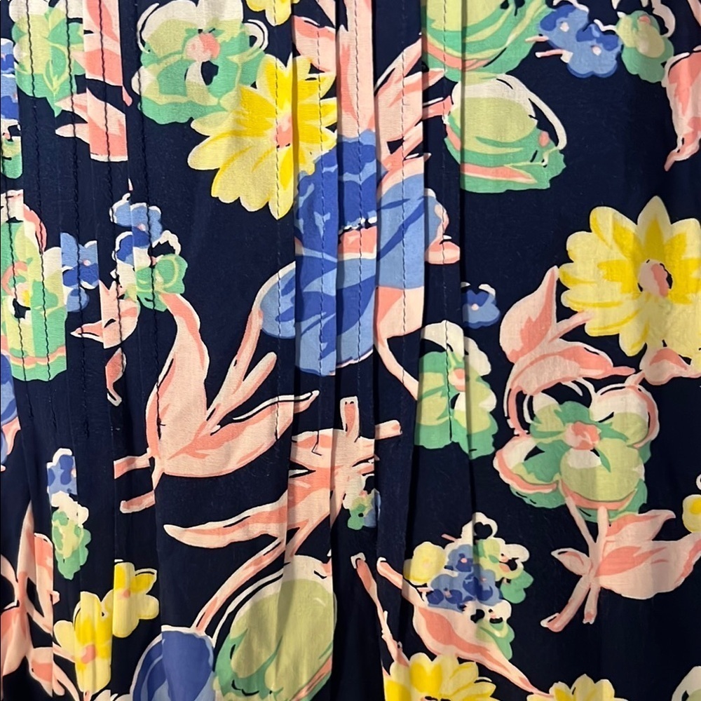 Talbots Womens XS Floral Navy Blouse - Picture 3 of 4